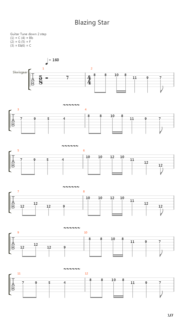 Blazing Star吉他谱