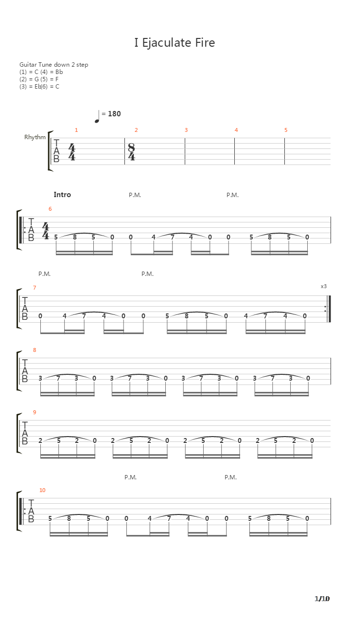 I Ejaculate Fire吉他谱