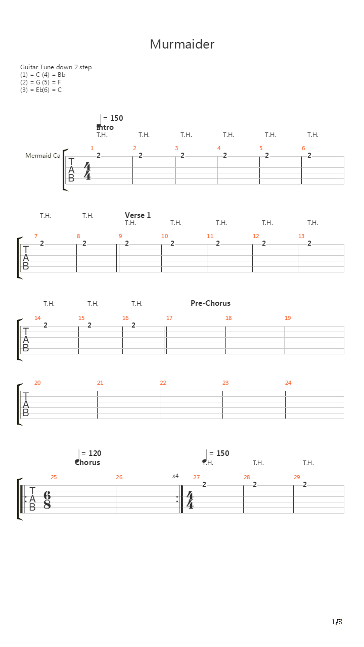 Murmaider (wLive Bass)吉他谱