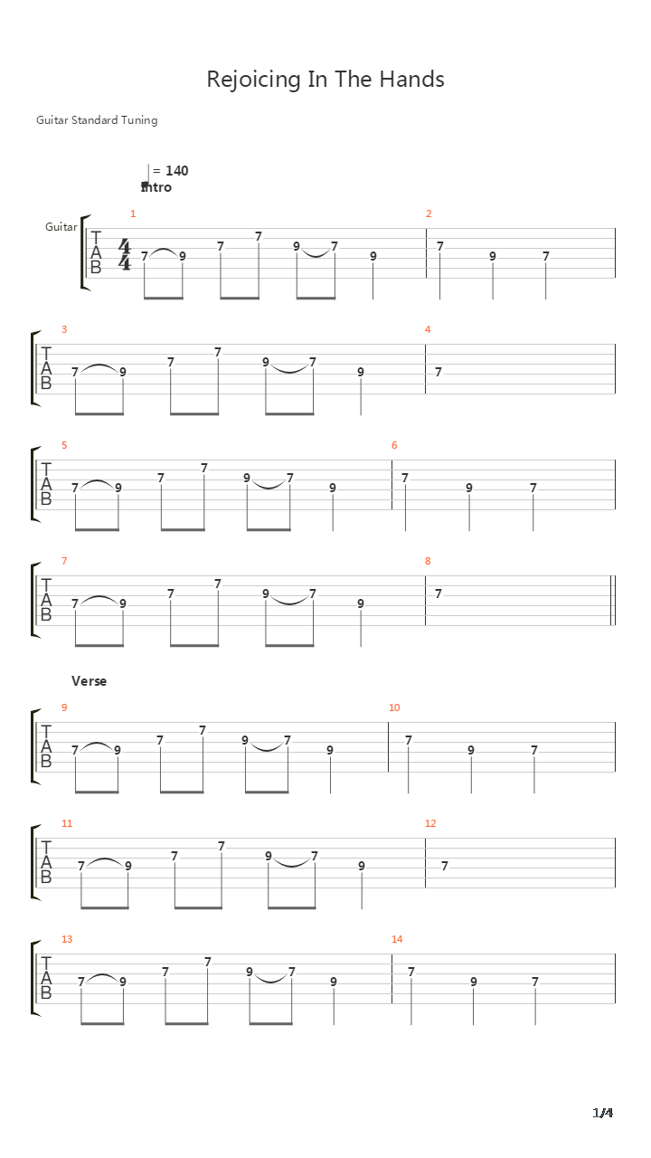 Rejoicing In The Hands吉他谱