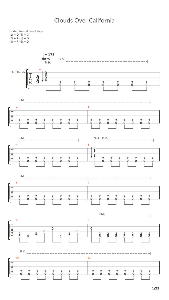 Clouds Over California吉他谱
