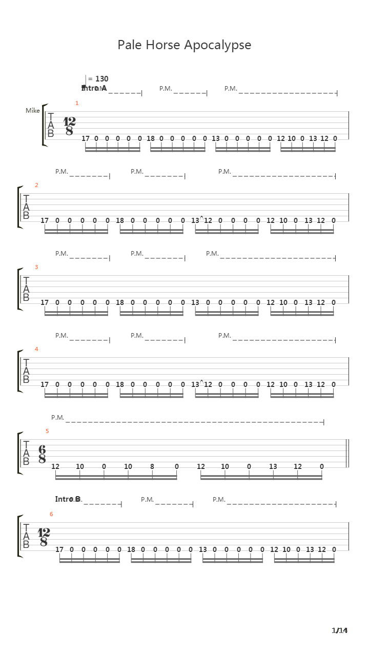 Pale Horse Apocalypse吉他谱