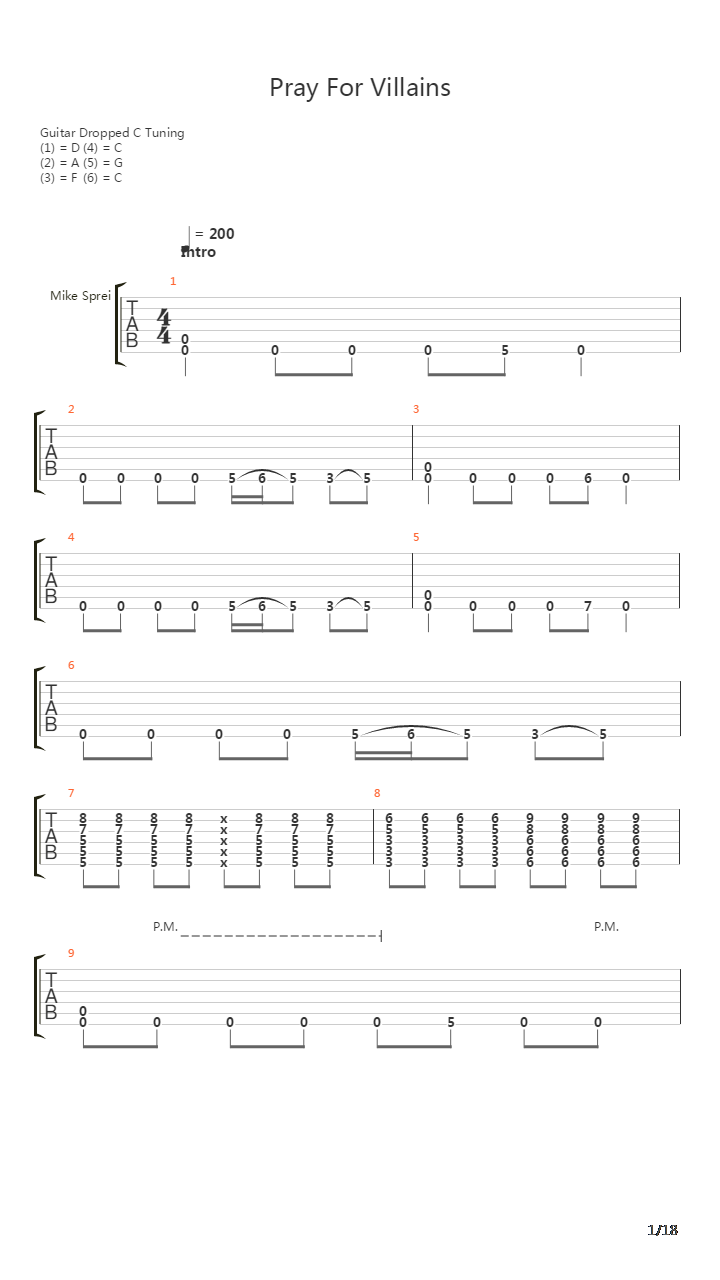 Pray For Villains (Live)吉他谱