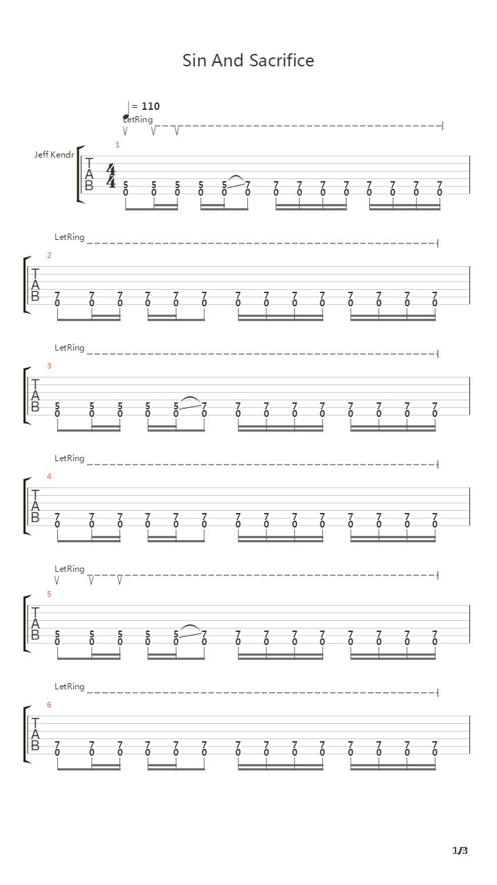 Sin And Sacrifice吉他谱