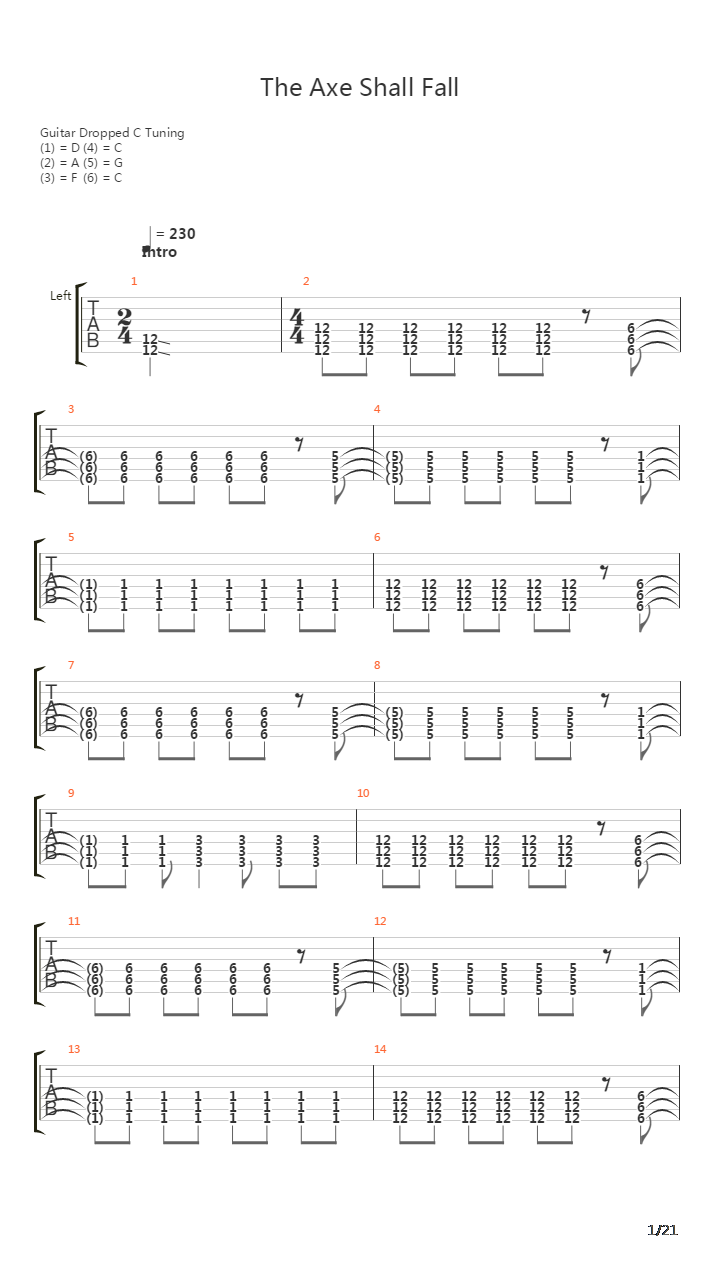 The Axe Shall Fall吉他谱