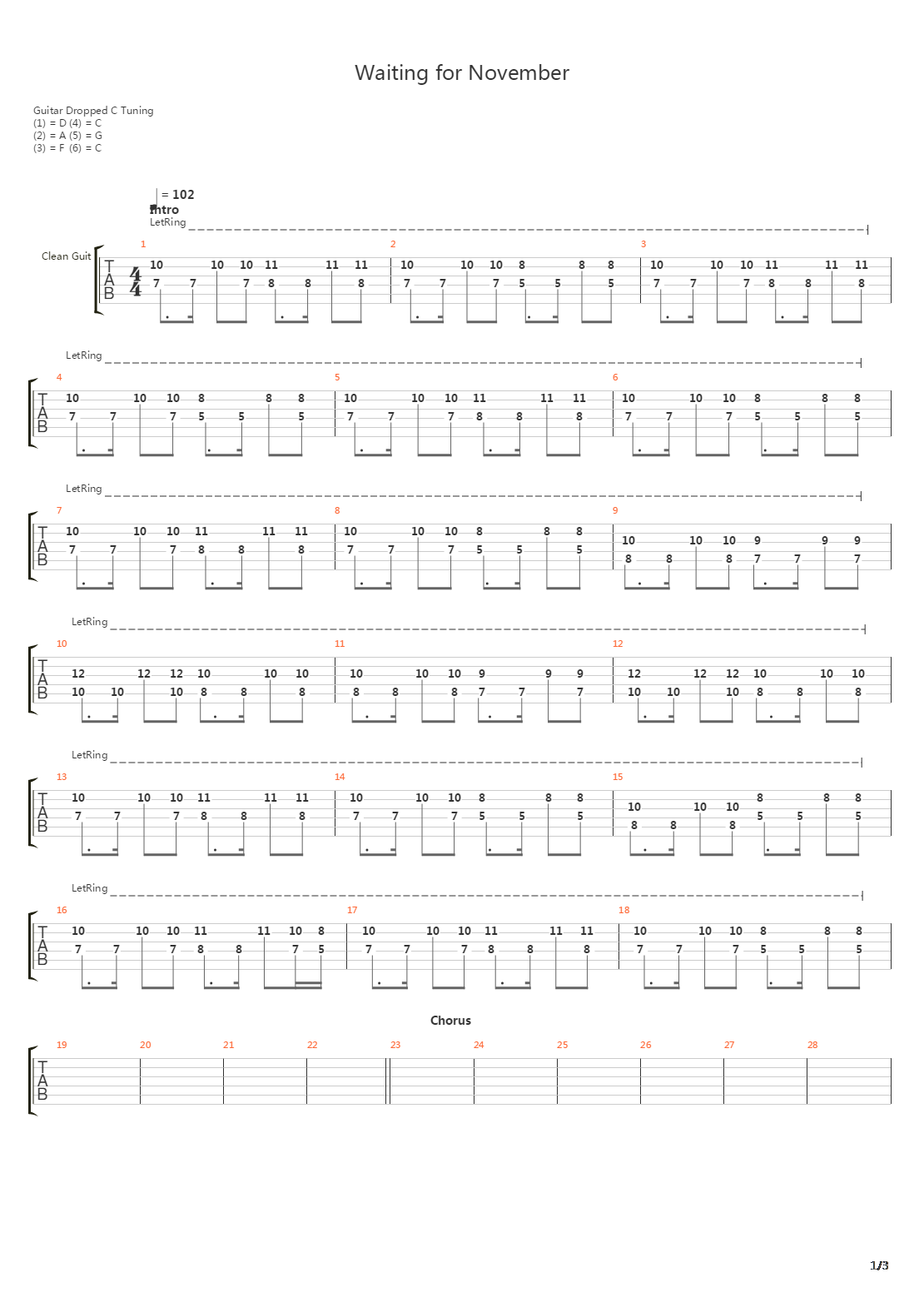 Waiting For November吉他谱