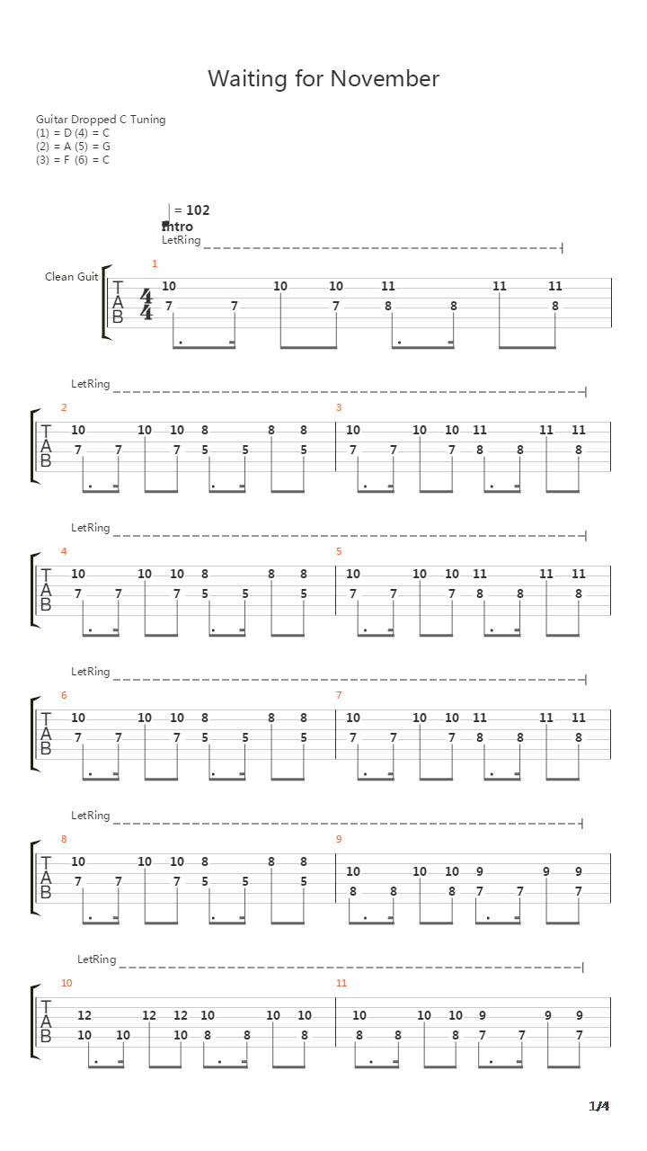 Waiting For November吉他谱