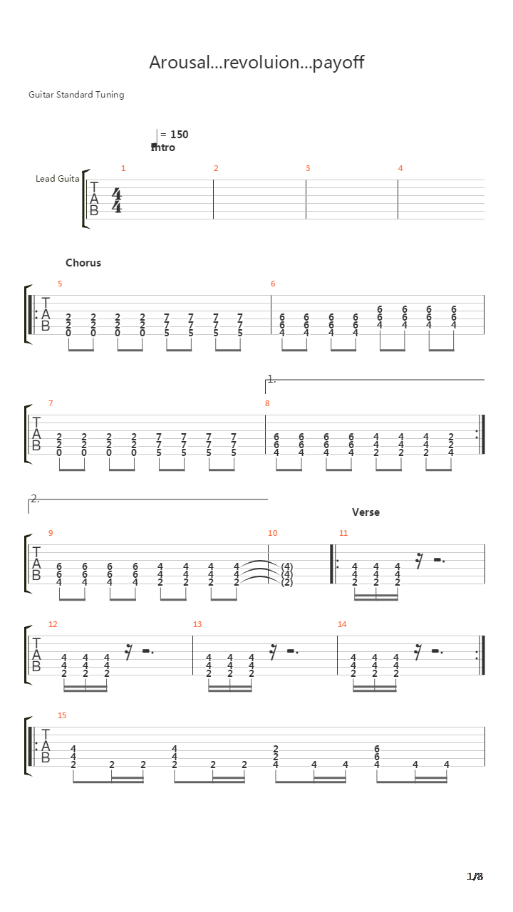 Arousalrevoluionpayoff吉他谱