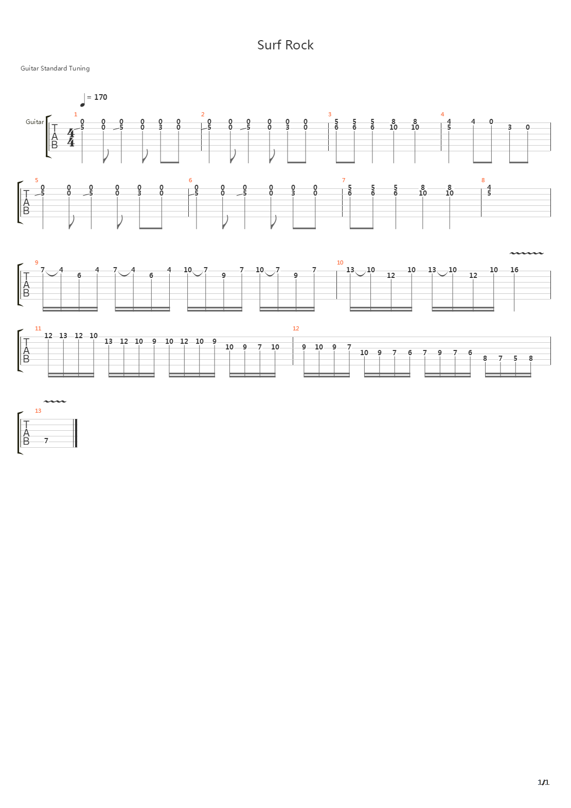 Surf Rock Lick吉他谱