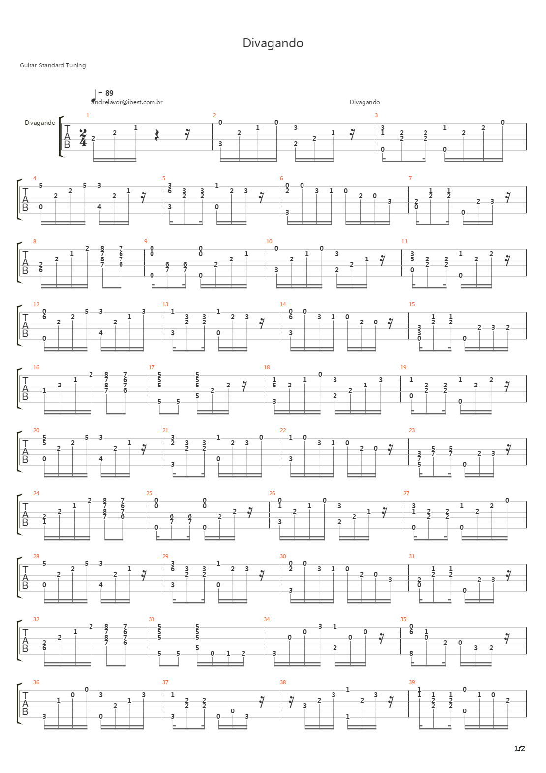 Divagando吉他谱