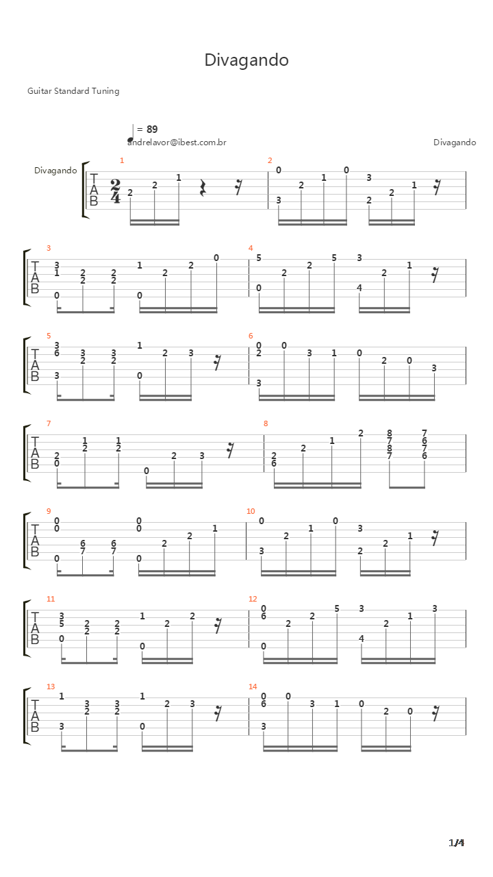 Divagando吉他谱
