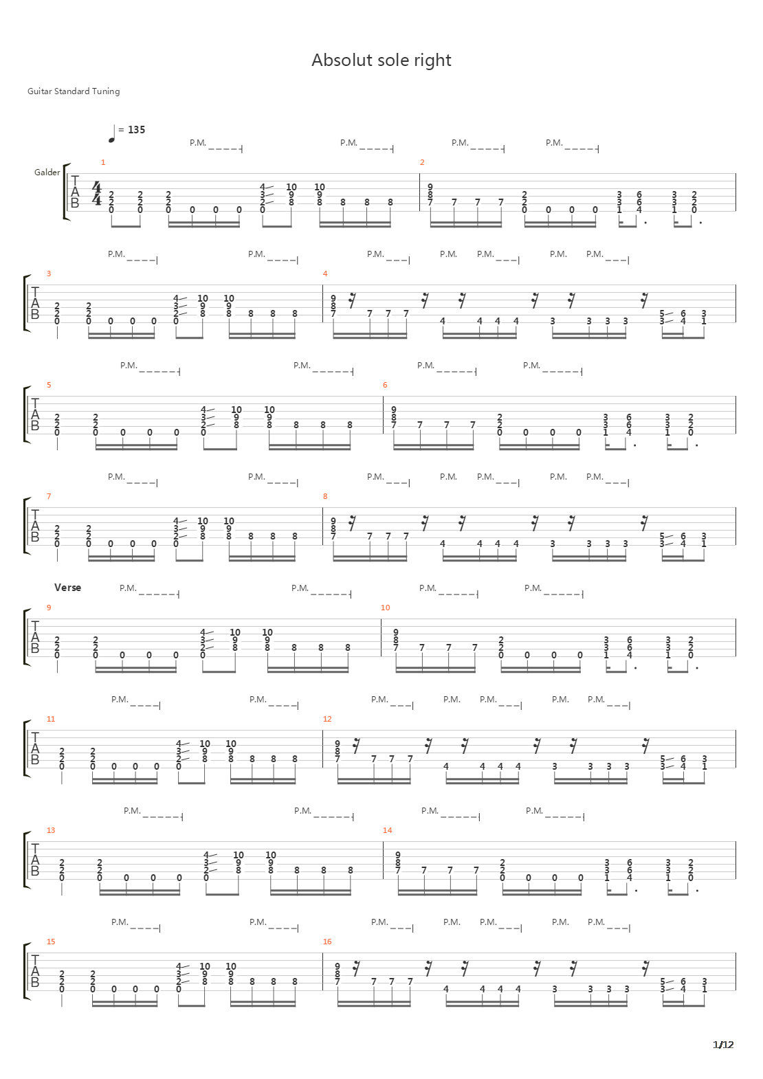Absolute Sole Right吉他谱
