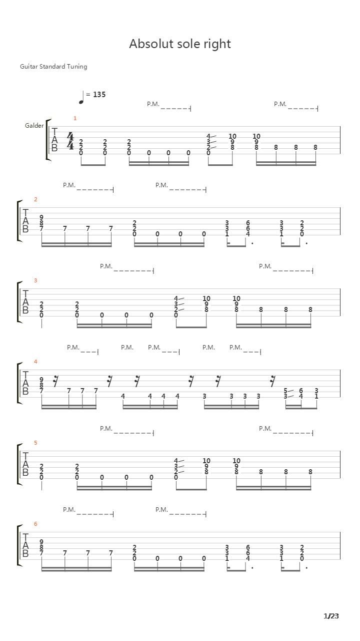 Absolute Sole Right吉他谱
