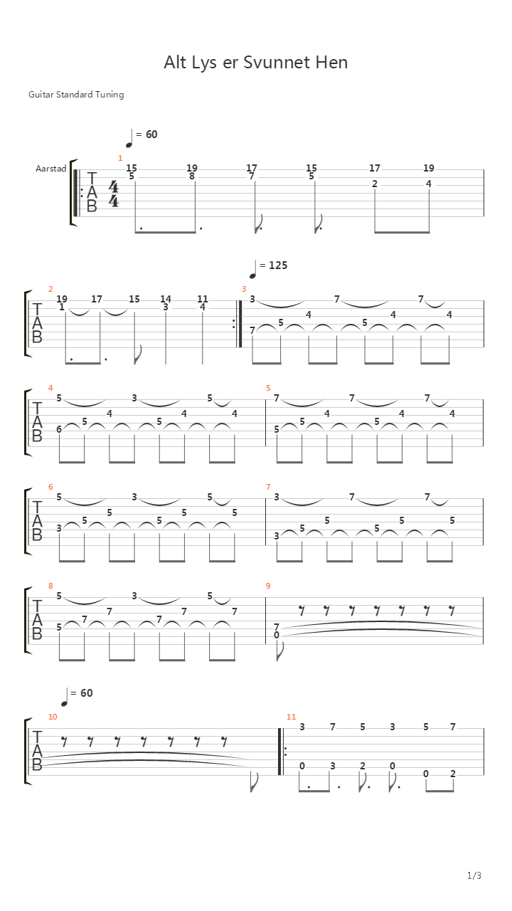 Alt Lys Er Svunnet Hen (Intro)吉他谱