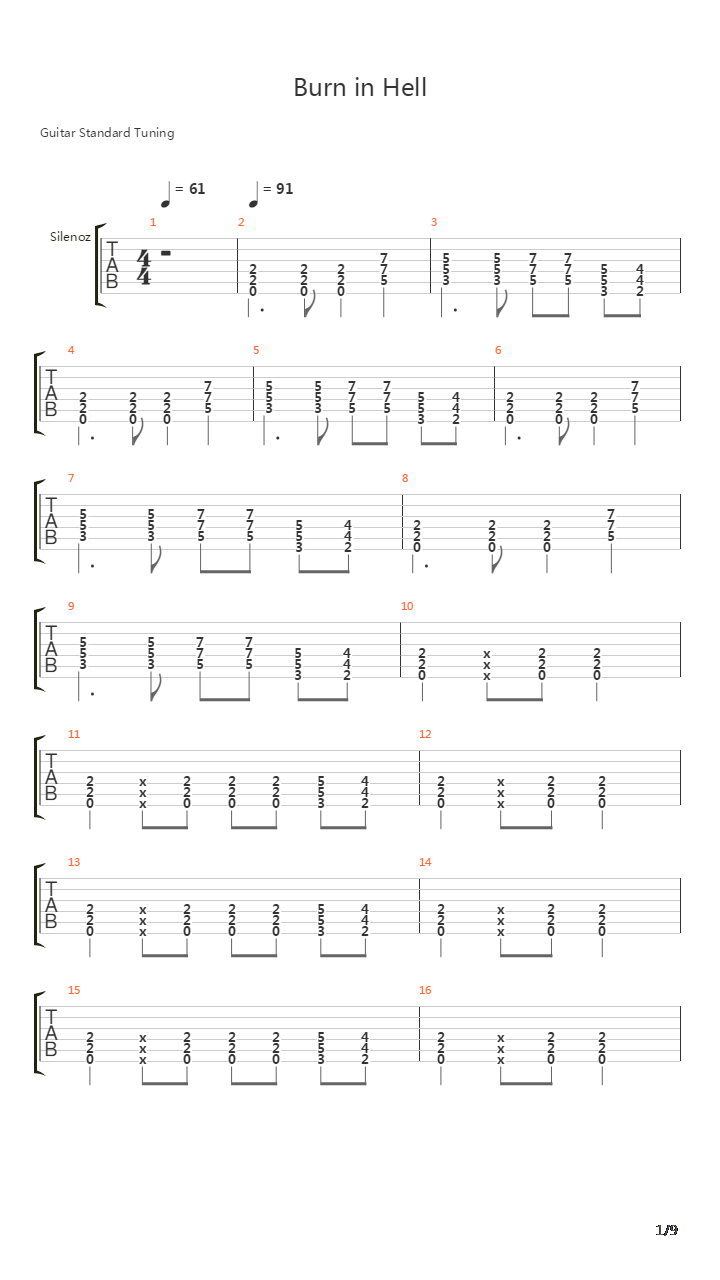 Burn in Hell吉他谱