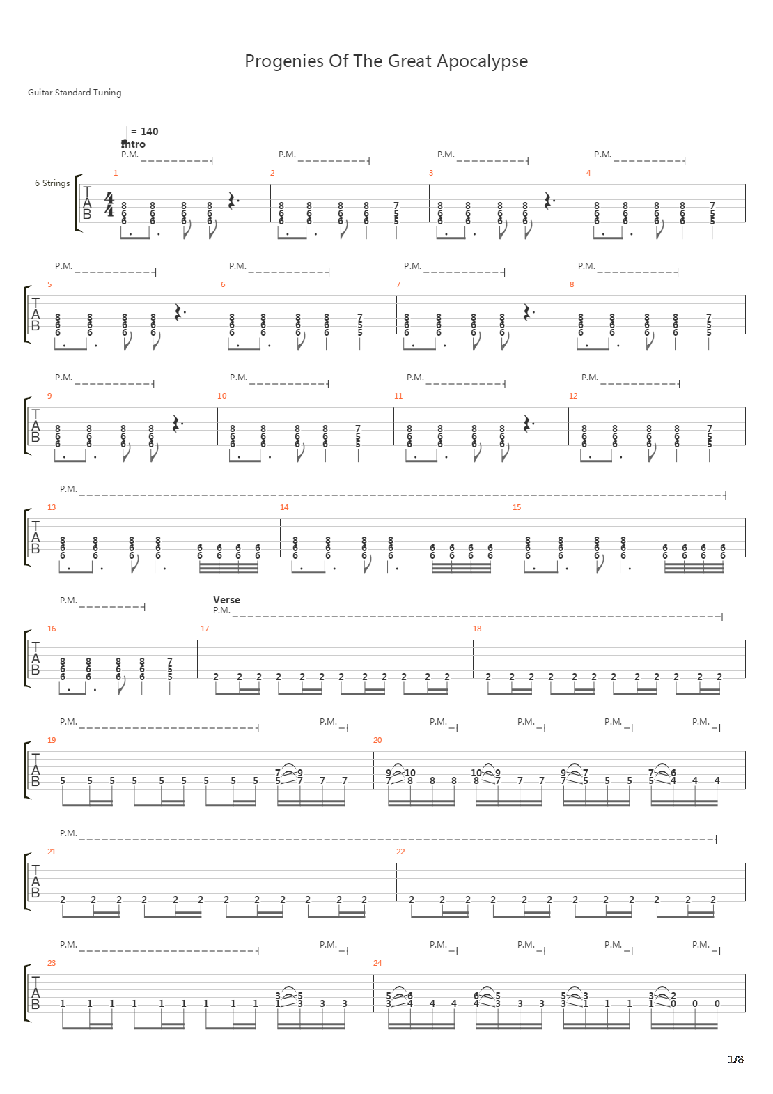 Progenies Of The Great Apocalypse吉他谱