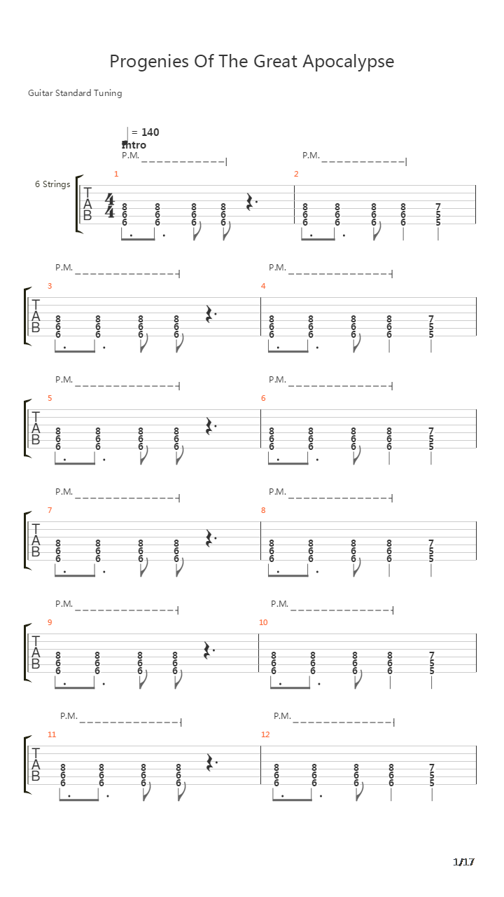 Progenies Of The Great Apocalypse吉他谱