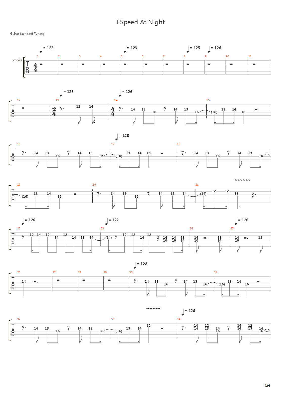 I Speed At Night吉他谱