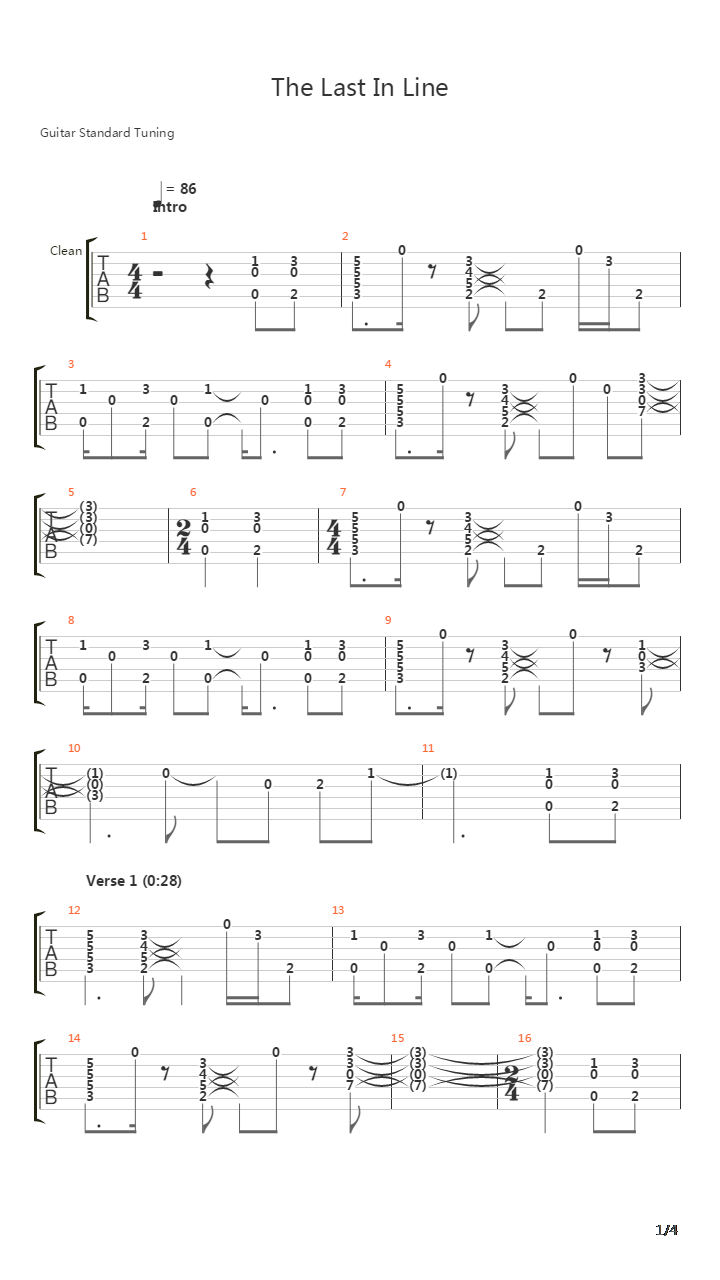 The Last In Line吉他谱