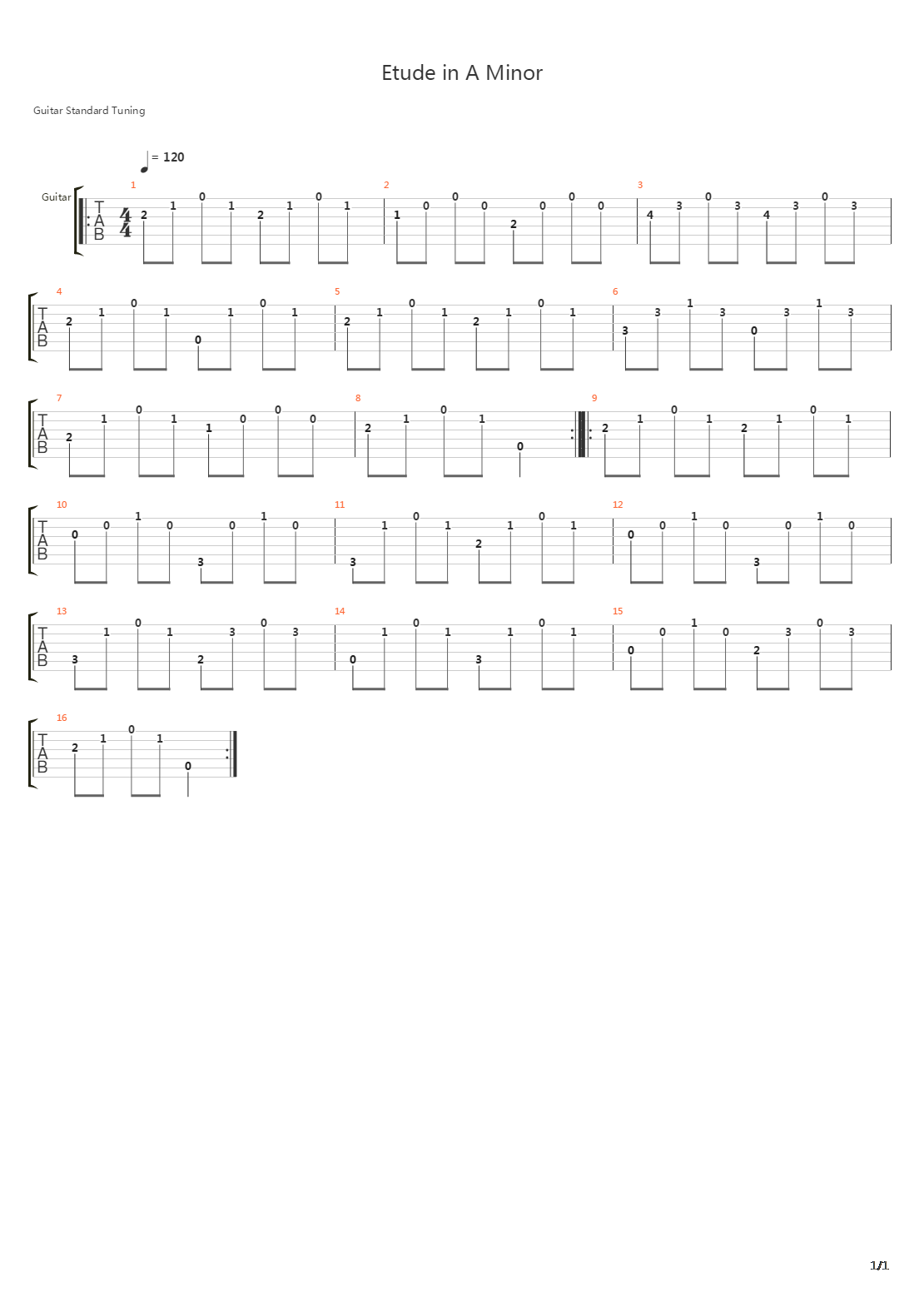 Etude In A Minor吉他谱