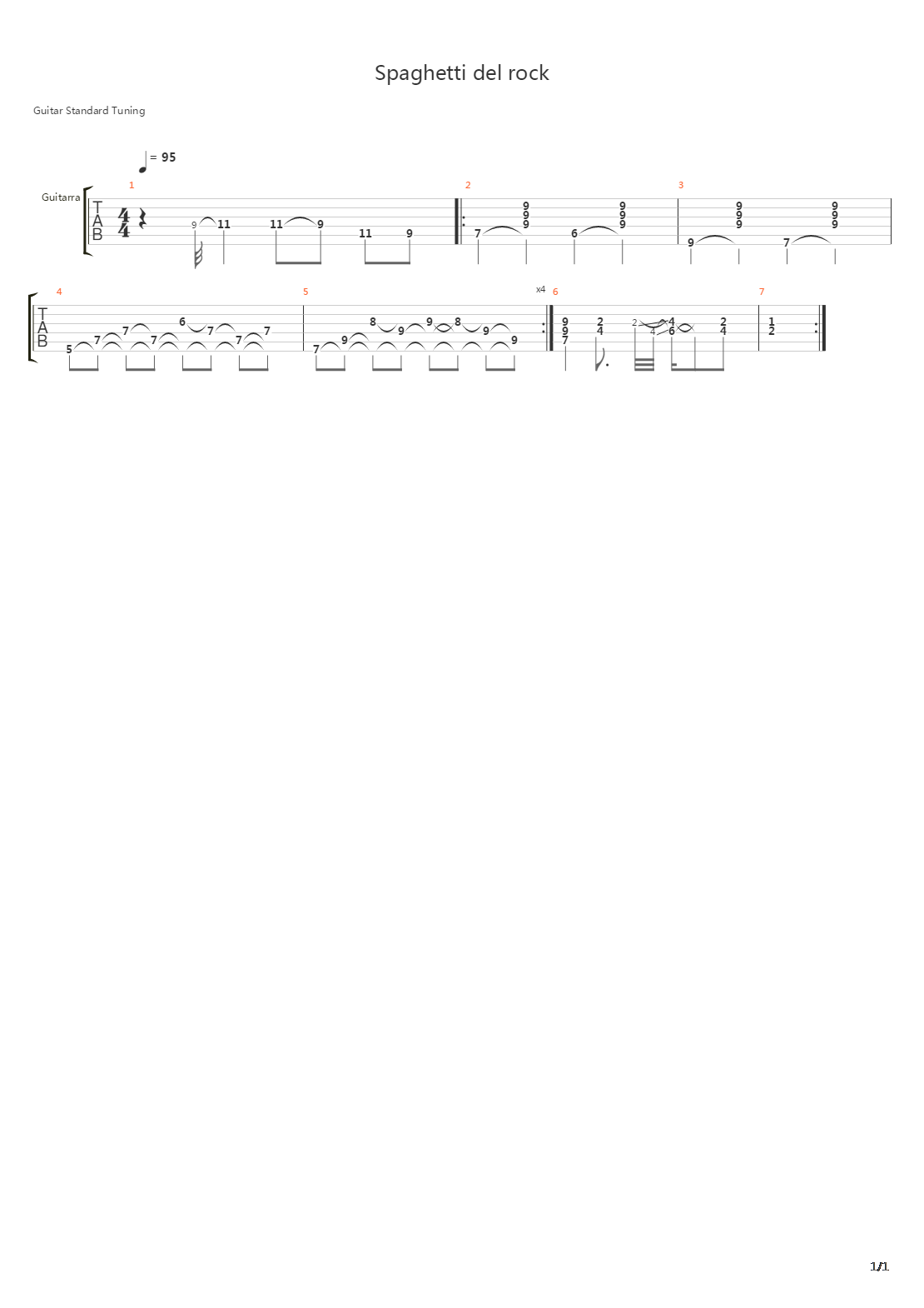 Spaguetti Del Rock吉他谱
