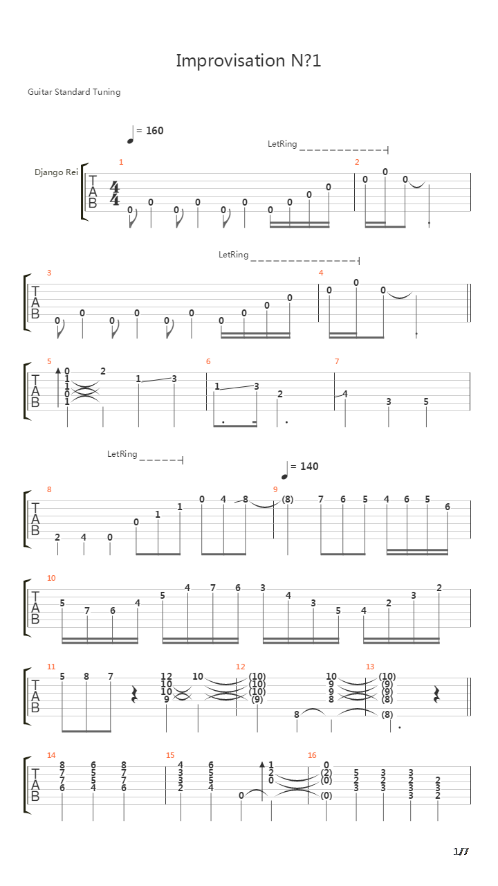 Improvisation N°1吉他谱