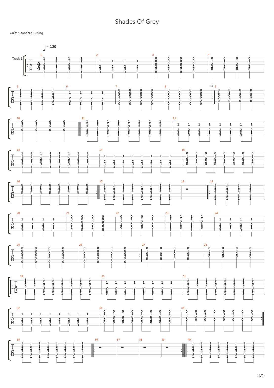 Shades Of Grey吉他谱