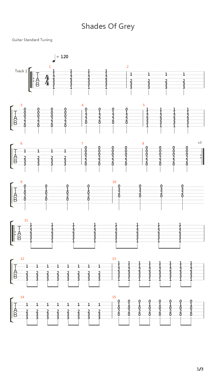 Shades Of Grey吉他谱