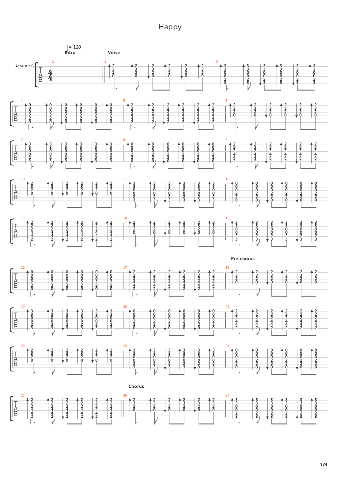 Happy吉他谱
