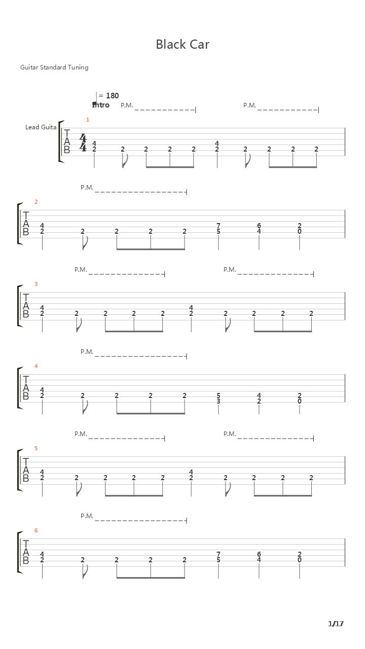 Black Car吉他谱