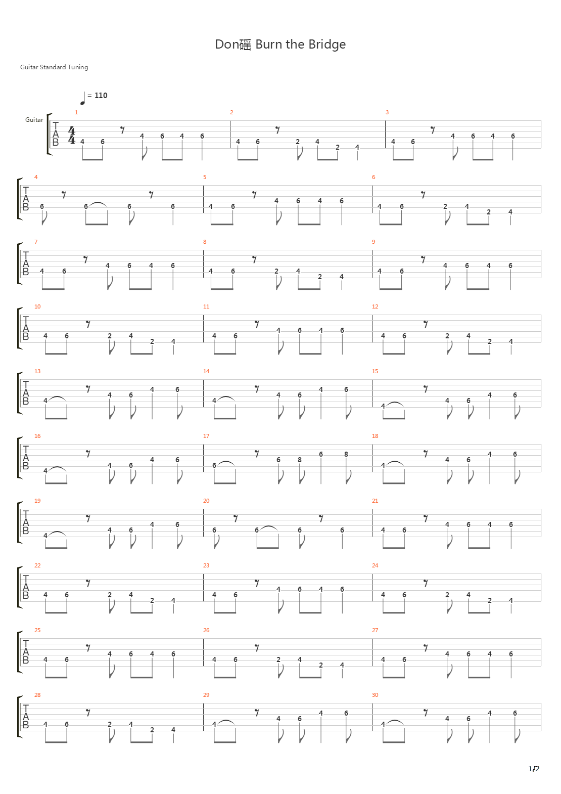 Dont Burn Down the Bridge吉他谱