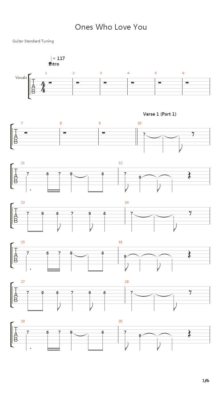 Ones Who Love You吉他谱