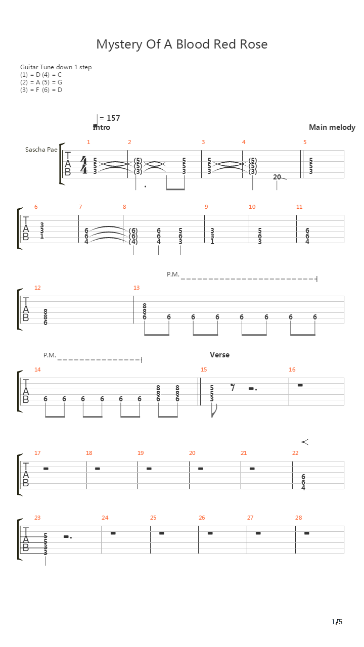 Mystery Of A Blood Red Rose吉他谱