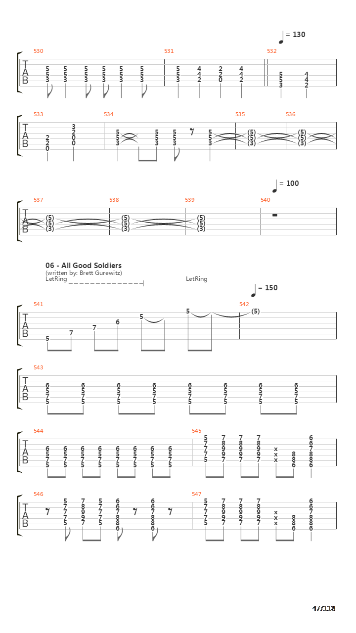 Recipe For Hate吉他谱