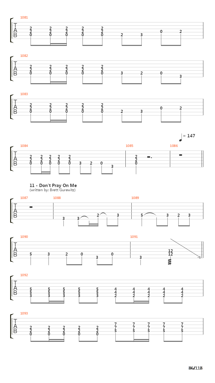 Recipe For Hate吉他谱