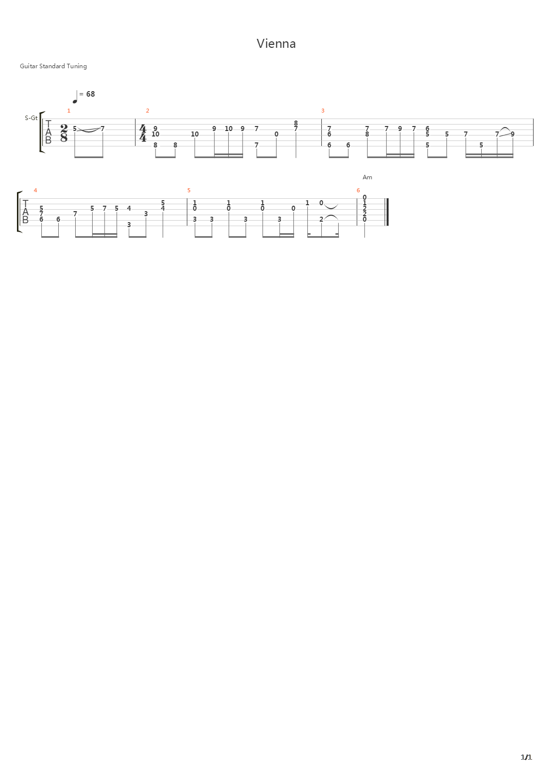 Vienna吉他谱