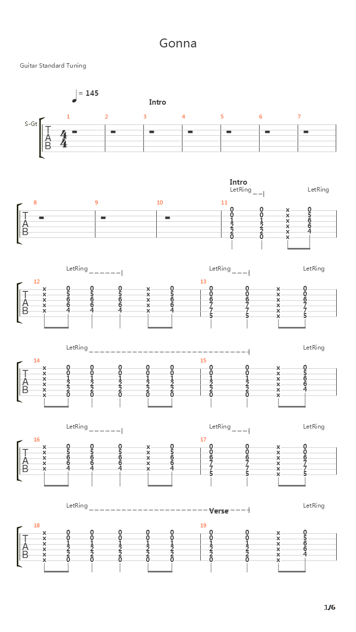 Gonna吉他谱
