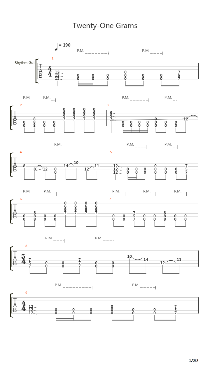 Twenty-One Grams吉他谱