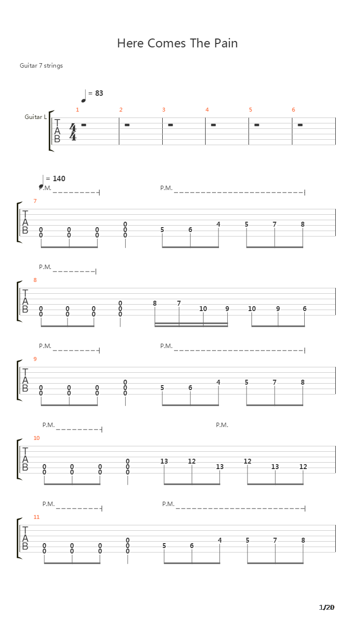 Here Comes The Pain吉他谱
