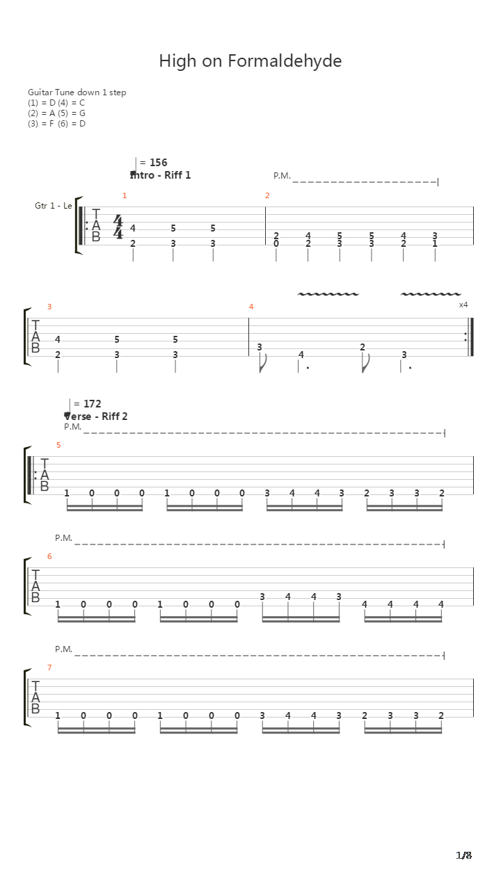 High On Formaldehyde吉他谱