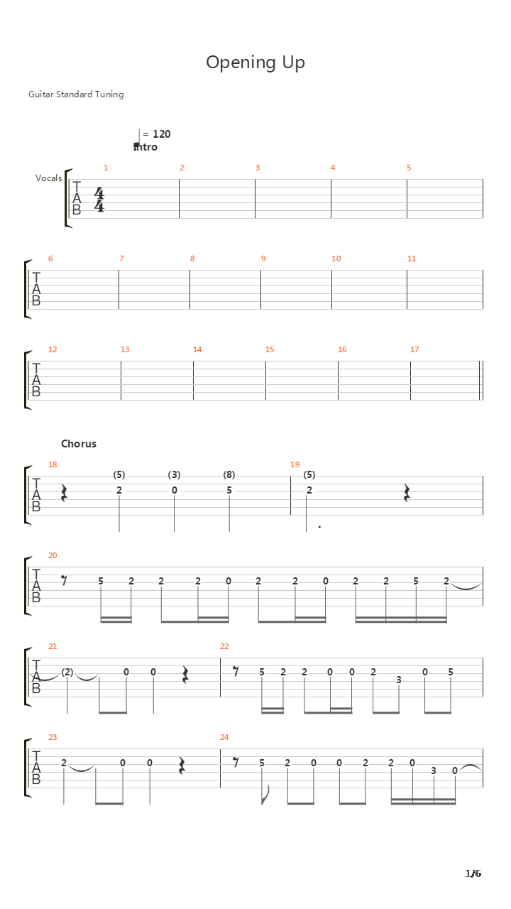 Opening Up吉他谱