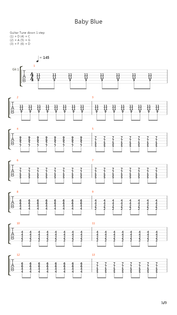 Baby Blue吉他谱