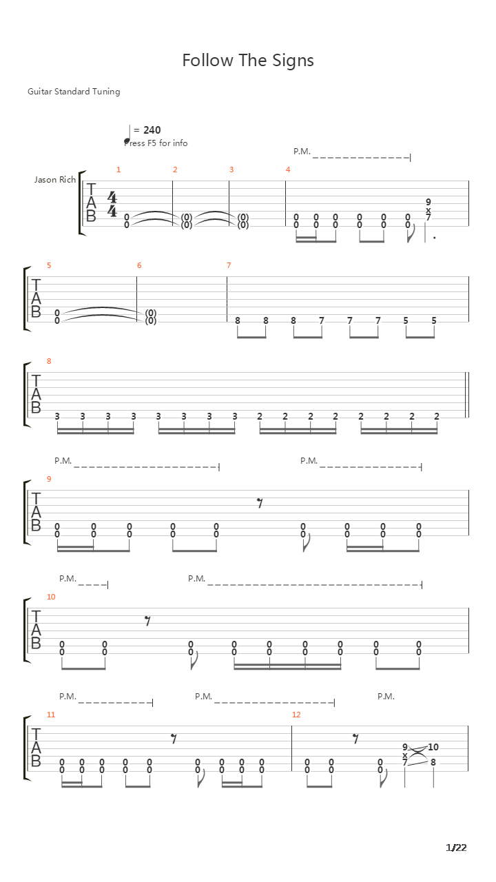 Follow The Signs吉他谱