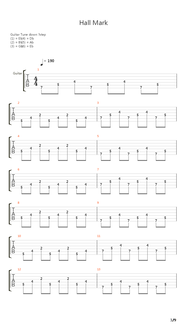 Hall Mark吉他谱