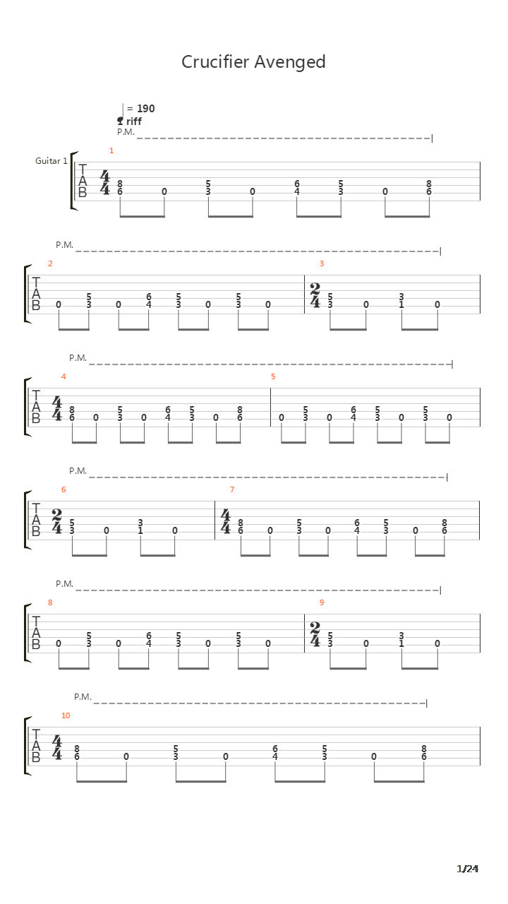 Crucifier Avenged吉他谱