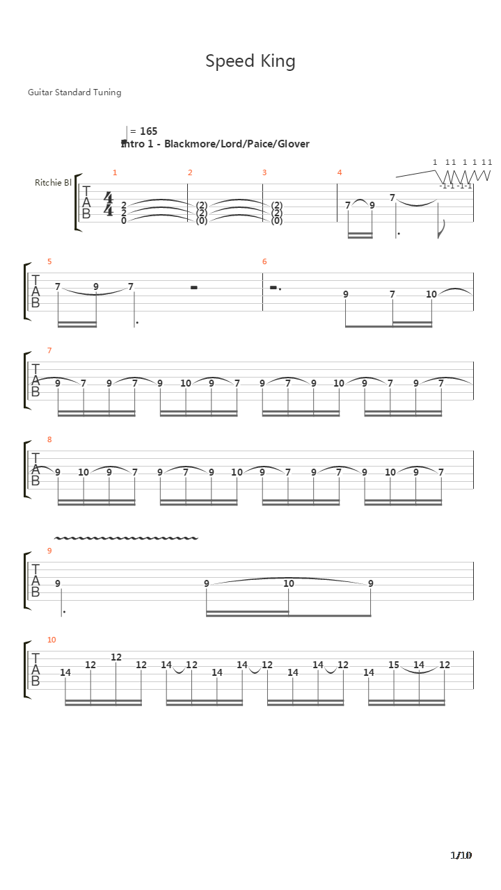 Speed King吉他谱