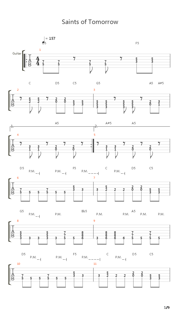 Saints Of Tomorrow吉他谱