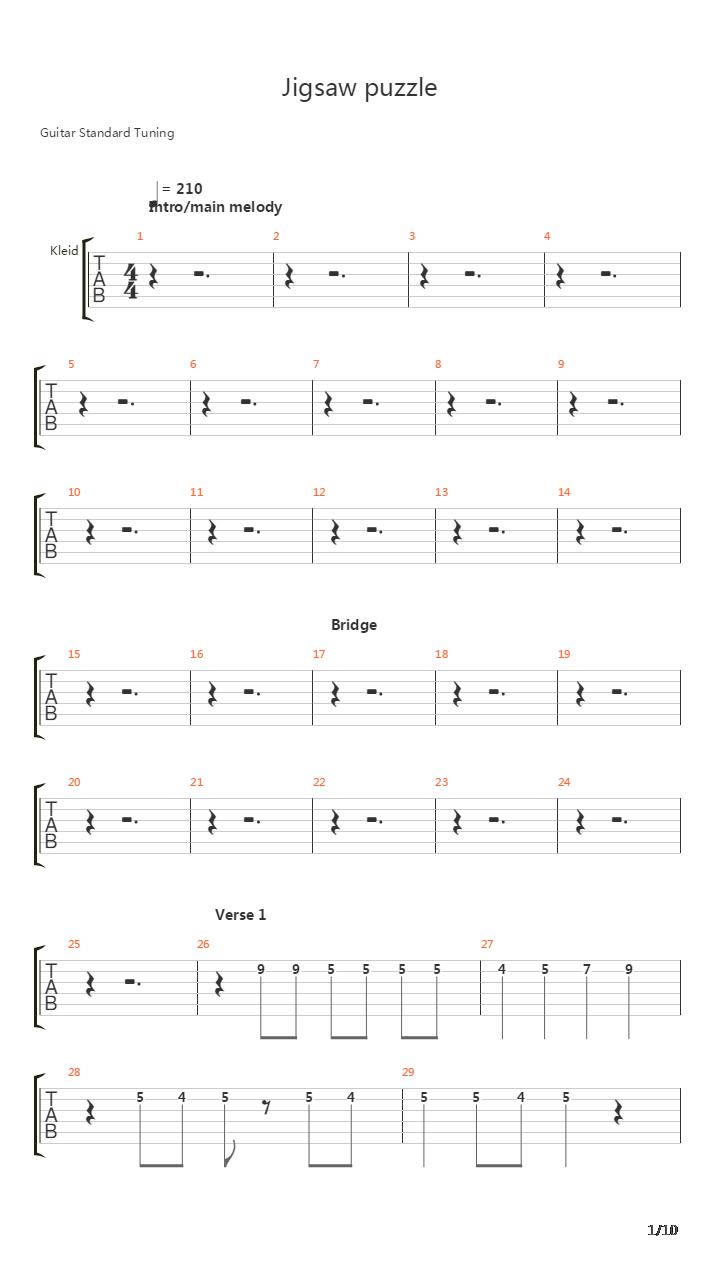 Jigsaw Puzzle吉他谱