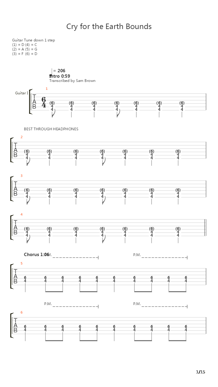 Cry For The Earth Bounds吉他谱