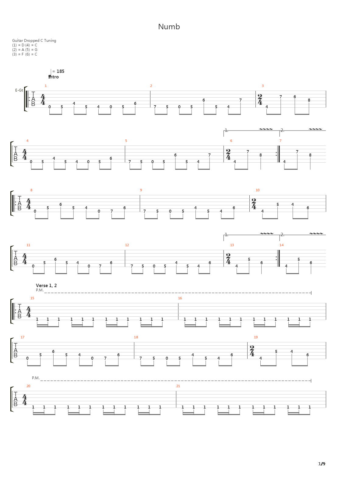 Numb吉他谱